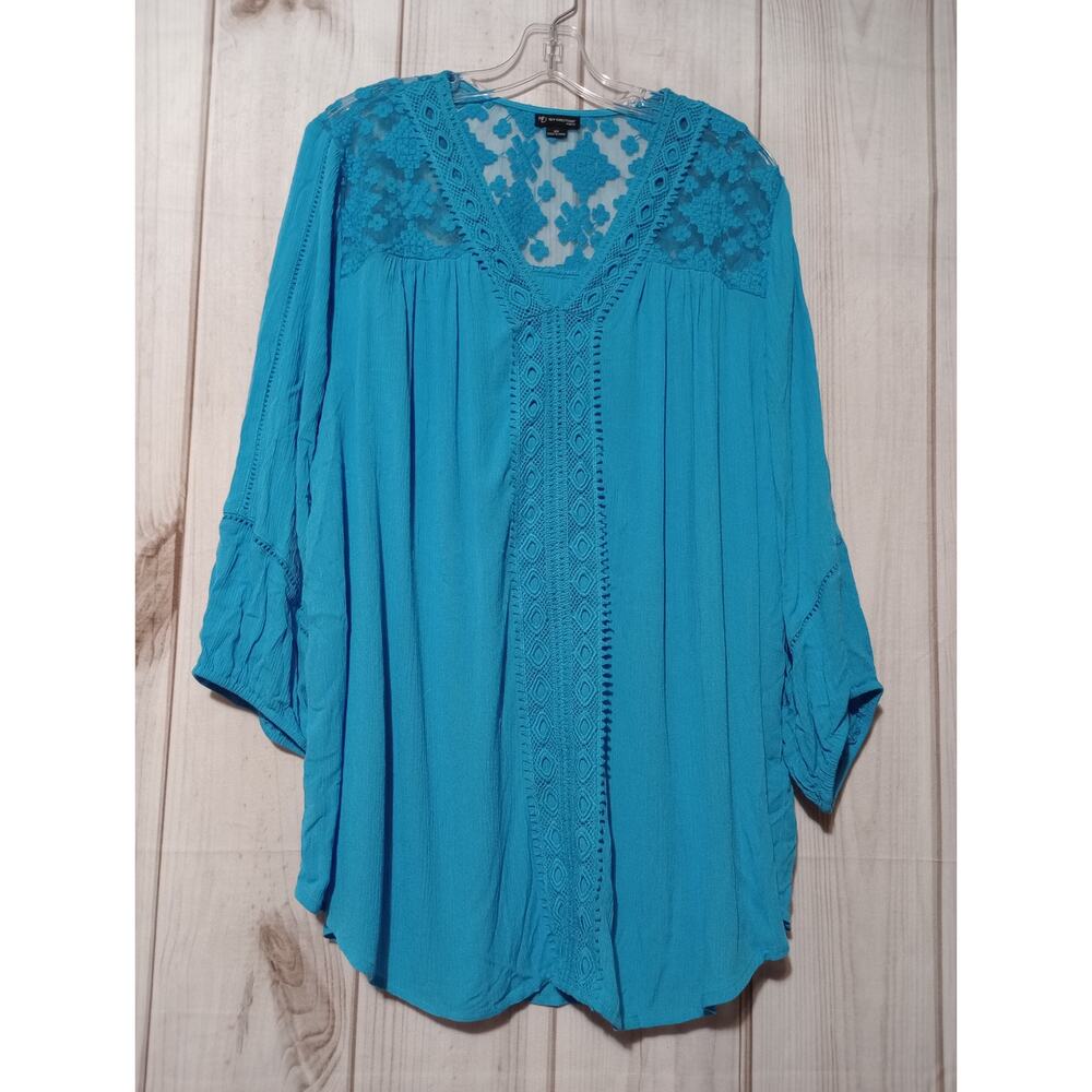 New Direction Shirt‎ Ladies 2x Teal 3/4 Sleeve